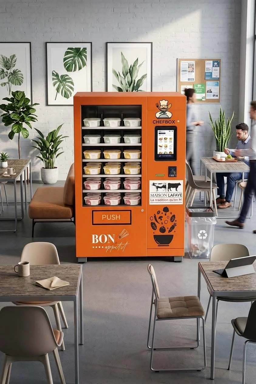 Distributeur CHEFBOX installé dans un espace de pause d'entreprise